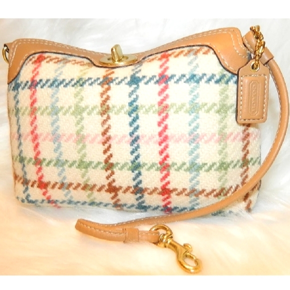 BRAND NEW☆Vintage COACH HAMPTON'S Tattersall Wool Large Capacity 2-Way Baguette - Picture 10 of 16